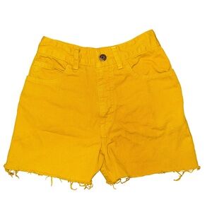 💙💖 Vintage 80s Guess High Waist Yellow Denim Cut Off Frayed Hem‎ Shorts